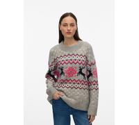 Vêtements Vero Moda VMSANTANORDIC LS O-NECK PULLOVER XMAS pour Femme M Gris