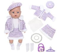 Vêtements Vêtements Tenues pour Poupées de 14-17 Poupées Nouveau-Nouvel An 36-43 cm, 9 Pièces Violet Mode Ensemble Gilet Manteau Skrit Barette Chaussettes Sac Collier Bracelet Cintre Cadeau