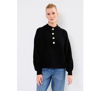Vêtements Vila VIALVA HIGHNECK L/S BUTTON KNIT TOP/R pour Accessoires S Noir