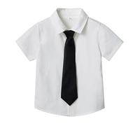 Vêtements VTT Enfants Été Simple boutonnage Couleur unie Manches courtes Cardigan pour garçons filles Cravate Bonbon Couleur Chemise Enfants Chemises Garçons 152, Blanc., 11-12 ans