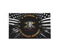 Vétéran Du 6E Régiment De Cavalerie Américain, Double Face Drapeau Avec Œillets Bannière Couleurs Vives Drapeau De Jardin Pour Cour Jardin Intérieur 90X150Cm