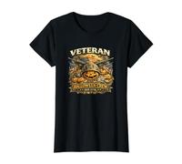 Veteran Halloween Crew Est 1776 Thème des Rangs de Citrouille Militaire T-Shirt Graphique avec Valeur, Femme, Noir, S
