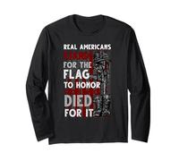 Veteran Patriotic Real Americans Stand for Flag The Fallen Manche Longue