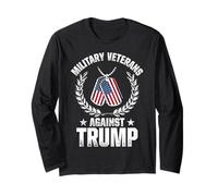 Veterans Militaires Against Trump 2020 Flag Art USA Election Manche Longue