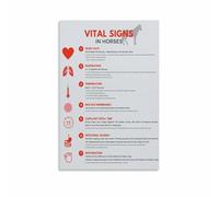 Veterinary Student Reference Horse Vital Signs Chart Normal Values Poster for Study Room Clinic Wall Decor Equestrian Theme Print(Framed,12x18inch(30x45cm))