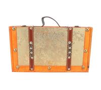 VETESHENM Valise en bois vintage, bagage décoratif portable, coffre de rangement antique avec raccords en alliage d'aluminium et poignée en cuir PU, boîte de collection vintage