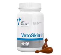 vetex Pert Veto Skin 90 gélules pour chiens et chats, contient des acides gras oméga-3 et oméga-6 pour soutien de fourrure et peau