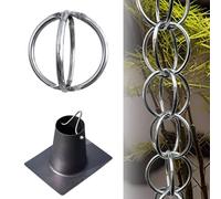 Vethenx Chaîne de Pluie Alliage Aluminium - ChaîNe Attrape-Pluie pour GouttièRe,Chaîne De Pluie Décorative,Remplacement Pratique et Esthétique des Descentes de Gouttières,Décoration de Jardin.(Argent)