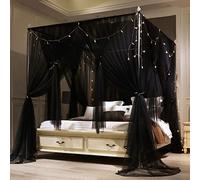 VETHIN Rideau à baldaquin de lit de Princesse à 4 Coins, Double Couche, Filet drapé Confortable, moustiquaire à 4 Ouvertures pour Filles et Adultes, Accessoires de décoration de Chambre de Filles et