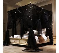 VETHIN Rideau à baldaquin de lit de Princesse à 4 Coins, Double Couche, Filet drapé Confortable, moustiquaire à 4 Ouvertures pour Filles et Adultes, Accessoires de décoration de Chambre de Filles et