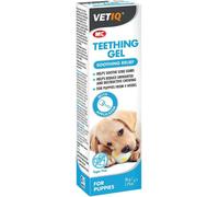 VetIQ Doggy Teething Gel, 50 g, soulage les douleurs des gencives, réduit la mastication indésirable lors de la poussée dentaire, contient des huiles de camomille, de menthe poivrée et de clou de giro