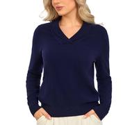 VETLURY 100% Laine Mérinos Pull Tricot Femme Col Châle en V Chaud Élégant | Doux,Douillet,Respirant,Couche,Habillé,Basique,Polyvalent,Anti-Boulochage,Bureau,Casual,Printemps,Automne,Hiver