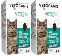 VETOCANIS - Bouchées VerZen, Aide à l'Hygiène Digestive pour Chat - Aliment Complémentaire pour Chats Adultes - Cure de 7 Jours - 24 Bouchées - 120g (Lot de 2)