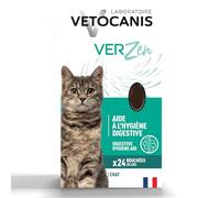 VETOCANIS - Bouchées VerZen, Aide à l'Hygiène Digestive pour Chat - Aliment Complémentaire pour Chats Adultes - Cure de 7 Jours - 24 Bouchées - 120g