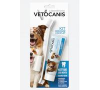 Vetocanis - Brosse à Dents Chien, Dentifrice (Tube 85g) et Brosse à Doigts - Kit Dentaire Chien - Dentifrice Triple Action, Nettoie les Dents, Réduit le Tartre, Combat la Mauvaise Haleine