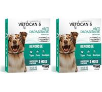 Vetocanis, Collier Anti Puces pour Chien, Répulsif Puces, Tiques, Moustiques, Protection 3 Mois, Antiparasitaire Chien de 10 à 20 kg, Aux Extraits de Margosa et Lavandin