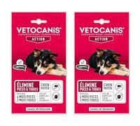 VETOCANIS Collier antiparasitaire, Efficacité Anti-puces 4 Mois et Anti-tiques 3 Mois au Dimpylate pour Chien Moten - Taille 10-20 kg (Lot de 2)