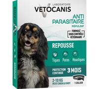 Vetocanis Collier Antiparasitaire Petit Chien Chiot Protection Anti-Puces/Tiques/Moustiques 1 Pièce