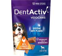 Vetocanis DentActiv Mini Sticks Dentaires Poulet Chien 2-15kg Sachet 12 Pièces