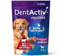 Vetocanis Dentactiv | Stick Dentaire Pour Chien 15 kg et + | Friandises Gourmandes | Hygiène et Santé | Riche en Viande | 85% de Boeuf | Recommandé Par Les Vétérinaires