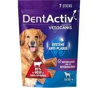 Vetocanis DentActiv Sticks Dentaires Bœuf Chien 15kg+ Sachet 7 Pièces