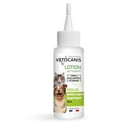 Vetocanis - Nettoyant Oreilles Chien et Chat - Hygiène du Chien et du Chat Toutes Tailles et Tous Âges - Lotion pour Oreilles Chat et Chien avec Formule à base d'Extraits de Plantes, Blanc, 60 ml