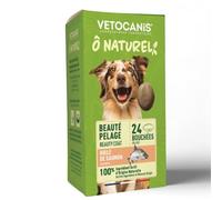 VETOCANIS Ô Naturel - Bouchées Beauté Pelage pour Chien - Friandises à l'Huile de Saumon - Récompense et Nourriture - 24 Bouchées - 120g, Vert