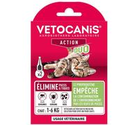 Vetocanis Pipettes Anti-Puces & Tiques Pour Chats Action Duo 50mg/60mg 2 Pièces
