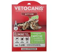Vetocanis Pipettes Anti-Puces & Tiques Pour Chats Action Duo 50mg/60mg 4 Pièces