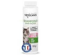 Vetocanis | Shampoing pour chat | Shampoing Sec en Poudre | Absorbe l'excès de Sebum et de Saletés | A base de Talc | Toilettage du Chat | Formulé sous Contrôle Vétérinaire | Fabriqué en France | 150g