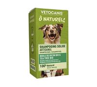 Vetocanis - Shampoing Solide Bio pour Chiens à l'huile Ricin & Tea Tree - Issu d'une Fabrication Artisanale Responsable Française - Equivaut à 2x300ml de Shampoing Liquide - 75g
