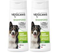 Vetocanis - Shampooing Dermoprotecteur pour Chien Usage Fréquent - Extrait d’Aloe Vera Hydratant - 0 pourcent Silicone 0 pourcent Parabène - Made in France - Lad, 300 ML (Lot de 2)