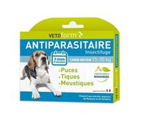 Vetoform Antiparasitaire chien moyen 15-30 kg (3 pipettes de 3 ml)