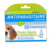 Vetoform Antiparasitaire Chien Moyen 15-30kg 3 pipettes