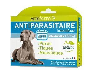 Vetoform Antiparasitaire Grand Chien +30kg 3 pipettes