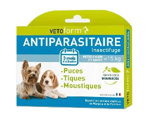 Vetoform Antiparasitaire Petit Chien -15kg 3 pipettes