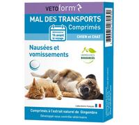 Vetoform Complément alimentaire Mal des transports pour chiens et chats 30 comprimés