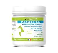 VETOFORM | Pelage et Peau Chien et Chat | Complément Alimentaire démangeaisons en Poudre | Oméga 3, Levure de Bière, Zinc & Biotine | Fabriqué en France | Pot 100 g
