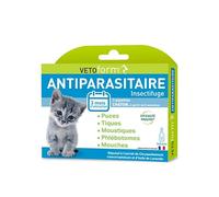 VETOFORM | Pipette Antiparasitaire Chaton | Anti puces et Anti-Tiques | 3x0,6 ML | Fabriqué en France