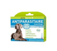 VETOFORM | Pipette Antiparasitaire Grand Chien (>30 kg) | Anti puces et Anti-Tiques | 3x5 ML | Fabriqué en France