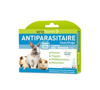 VETOFORM - Pipettes Antiparasitaires Petit Mammiphère +1kg - 3x0,6ml | Lapin, Cochon d'Inde, Hamster & NAC - Anti-Puces et Anti-Tiques - 3 Mois d'Action Répulsive - Fabriqué en France