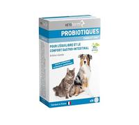 Vétoform | Probiotiques Complément Alimentaire Chien et Chat | Digestion & Flore Intestinale | Equilibre digestif | Probiotiques, Postbiotiques, levures, FOS | Fabriqué en France | 30 comprimés