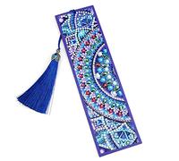 VETPW 5D Diamond Pasted Painting Kit, Bricolage Signets de Peinture Diamant, Kit de Marque-Pages Broderie Diamant avec Gland en Cuir, Peinture par Numéro Kit -Mandala