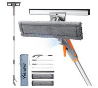 VetraPro Raclette Vitre Professionnelle - Lave Vitre 4 en 1 avec Manche Télescopique 25 à 225 cm et Pulvérisateur pour Nettoyant Vitre - Nettoyeur Vitre pour Un Nettoyage Impeccable, Kit Polyvalent