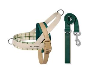 VETRESKA Ensemble Harnais et Laisse pour Chien, Harnais Easy Walk pour Chiens de Petite et Moyenne Taille, Harnais Anti-Traction pour Chiots, Laisse réglable Anti-Torsion (Santal Forest, M)