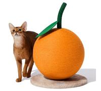 VETRESKA Grattoir pour Chat Orange, griffoir Mignon avec Corde en Jute, griffoir Vertical pour Chat et Chaton d'intérieur, Balle à griffer pour Chat