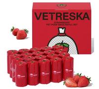 VETRESKA Sacs pour excréments de chien parfumés à la fraise, étanches, extra épais et grands sacs pour déchets d'animaux domestiques pour promenades de chiens et litière pour chats, 300 sacs