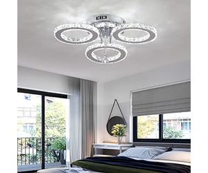 VETRULUS Suspension LED de style moderne à anneaux, avec cristaux