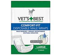 Vet's Best Coupe Confortable Jetables Couches pour Chien Mâle avec Indicateur de Transpiration, 1 Paquet de 12