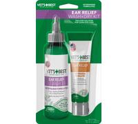 Vet's Best Lavage de l'Ouïe & Kit de Toilettage à Sec pour Oreilles de Chien